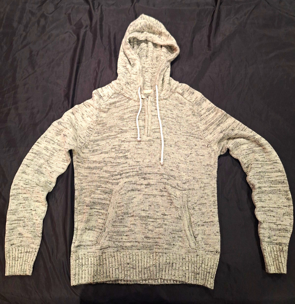 Ministry Of Fashion Gray Marled Knit Pullover Hoodie w/ Pockets Regular Fit S